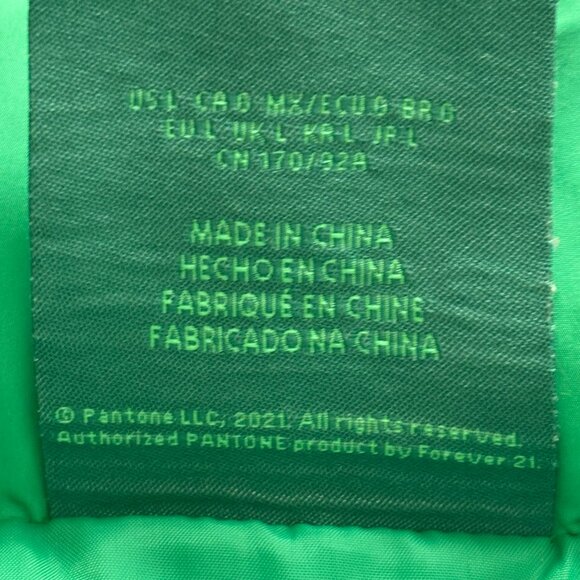 Forever 21 PANTONE Puffer Vest Size Large Neon Green EUC - Picture 4 of 8